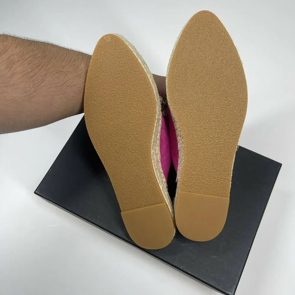 NEW Halogen Blythe Espadrille Mule Women's Size 7M Fuschia Suede Embellished